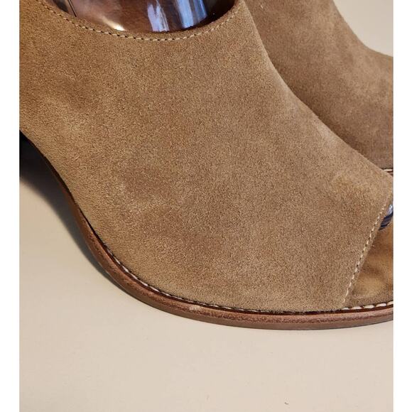 Madewell Cary Peep Toe Suede Heeled Boot Sandal Faded Birch Tan Size 8.5 - Picture 7 of 8